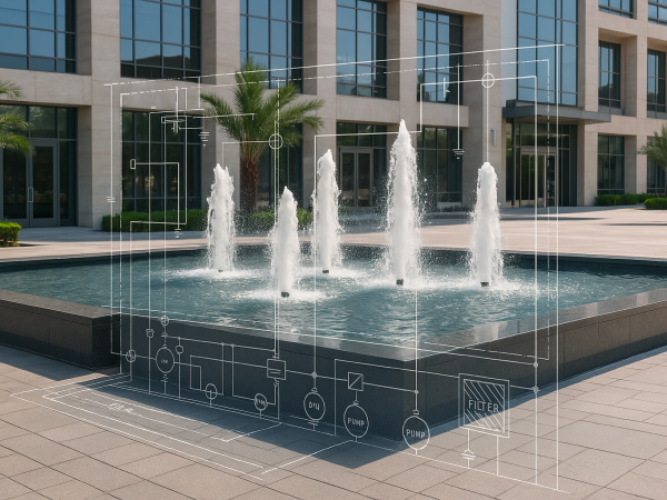 Layout with blue print overlay