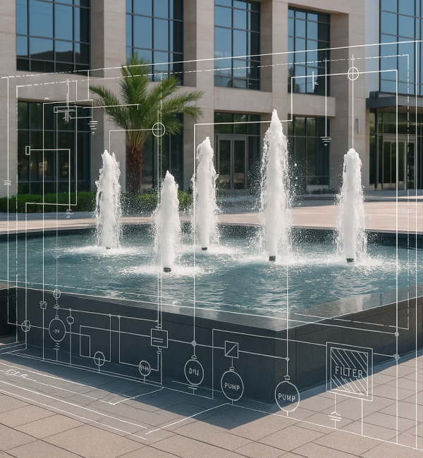 Layout with blue print overlay